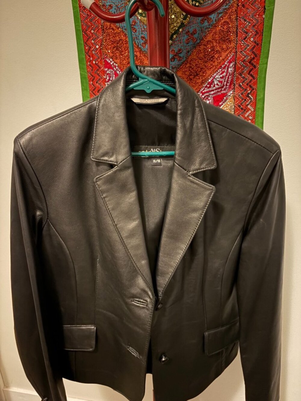 Women's Black A&S Collections Leather Blazer, XL